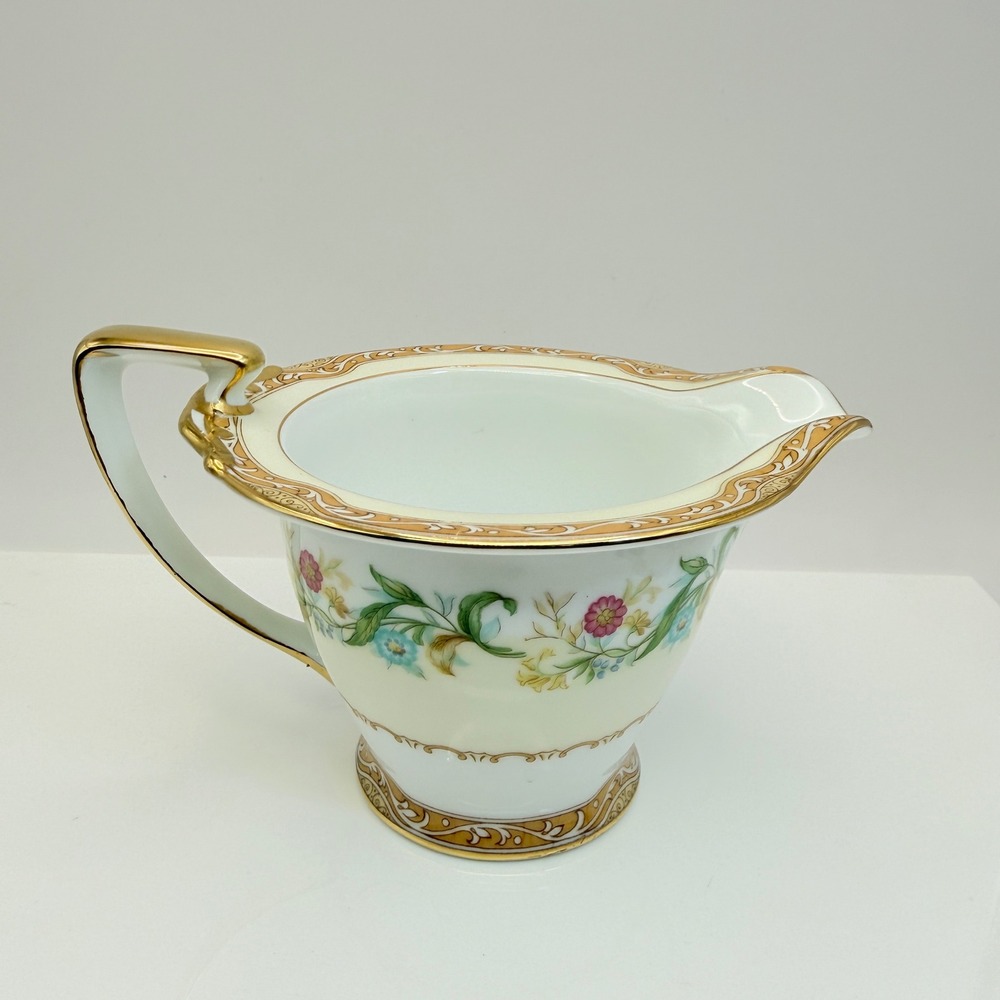 Vintage Noritake M Moselle 723 Creamer 6 Oz Floral Gold Trim Japan